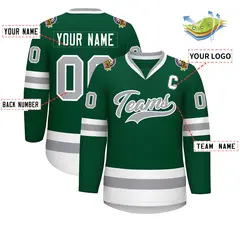 Green Gray-White Classic Hockey Jersey 2
