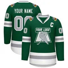 Green Gray-White Classic Hockey Jersey 1