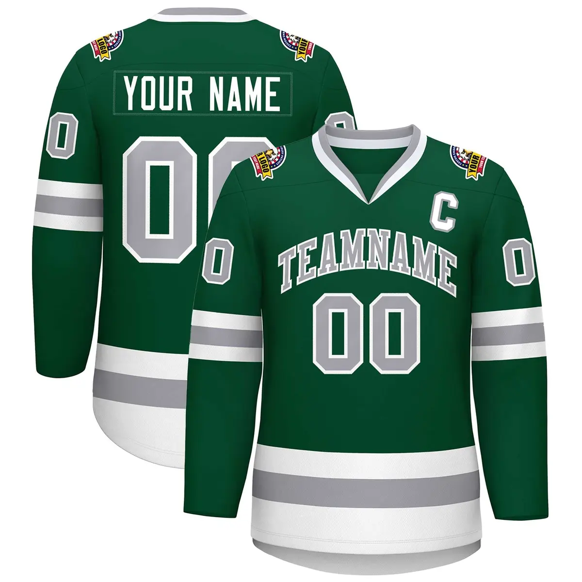 Green Gray-White Classic Hockey Jersey