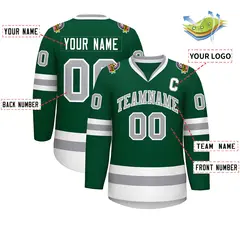 Green Gray-White Classic Hockey Jersey 2