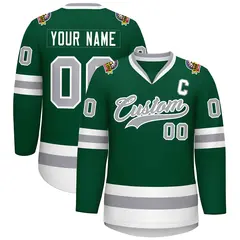 Green Gray-White Classic Hockey Jersey 1