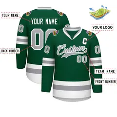 Green Gray-White Classic Hockey Jersey 2