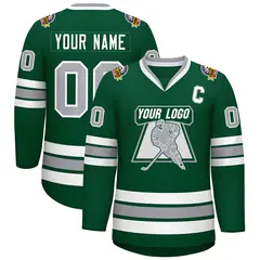 Green Gray-White Classic Hockey Jersey 1