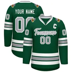 Green Gray-White Classic Hockey Jersey 1