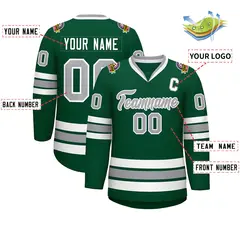 Green Gray-White Classic Hockey Jersey 2