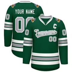 Green Gray-White Classic Hockey Jersey 1