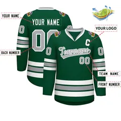 Green Gray-White Classic Hockey Jersey 2