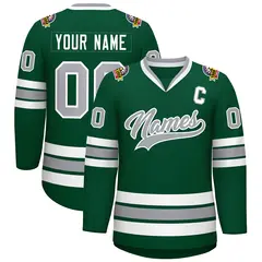Green Gray-White Classic Hockey Jersey 1