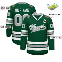 Green Gray-White Classic Hockey Jersey 2