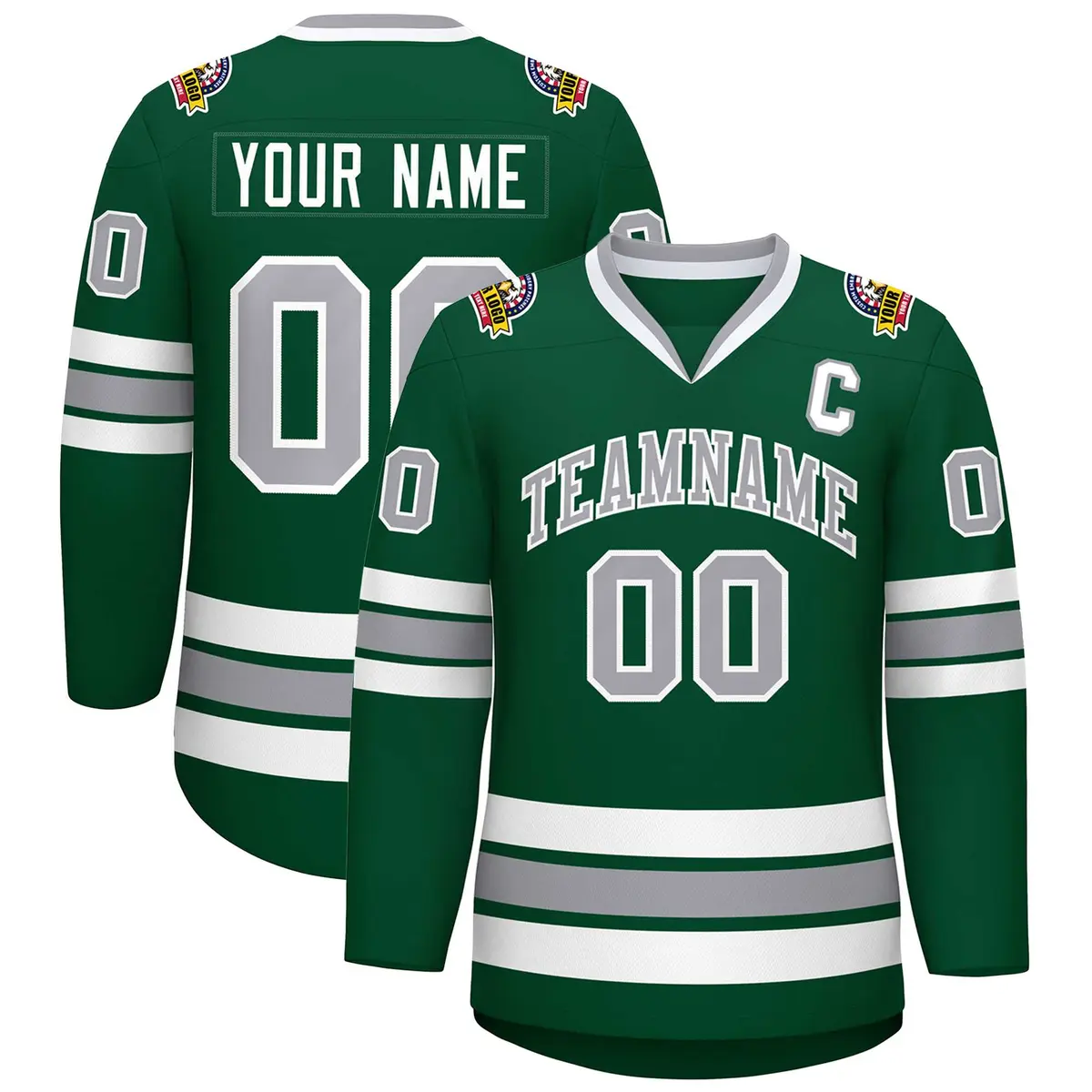 Green Gray-White Classic Hockey Jersey
