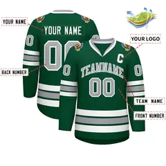 Green Gray-White Classic Hockey Jersey 2