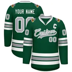 Green Gray-White Classic Hockey Jersey 1
