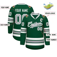 Green Gray-White Classic Hockey Jersey 2