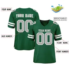 Green Gray-White Classic Style Authentic Football Jersey 2