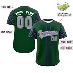 Green Gray-White Raglan Sleeves Authentic Baseball Jersey 2
