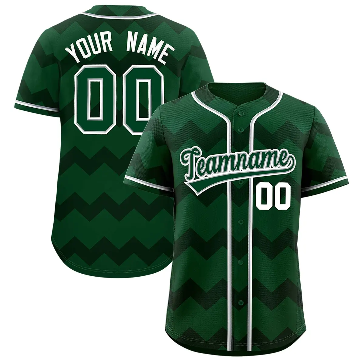 Green Gray-White Ripple Design Authentic Baseball Jersey