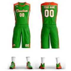 Green Green-Orange Classic Mesh Basketball Jersey Sets