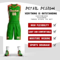 Green Green-Orange Classic Mesh Basketball Jersey Sets 2
