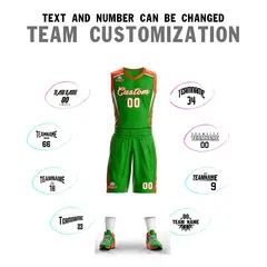 Green Green-Orange Classic Mesh Basketball Jersey Sets 4