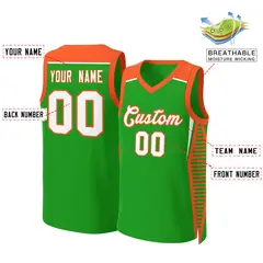 Green Green-Orange Classic Mesh Basketball Jersey Tops 2