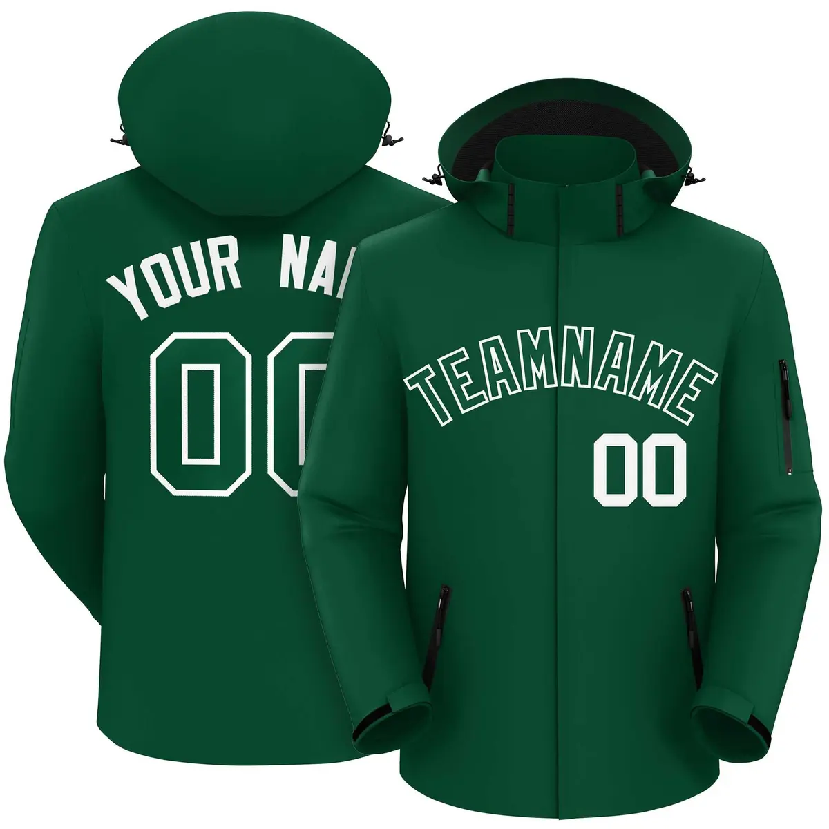Green Green-White Classic Style Waterproof Jacket
