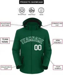 Green Green-White Classic Style Waterproof Jacket 2