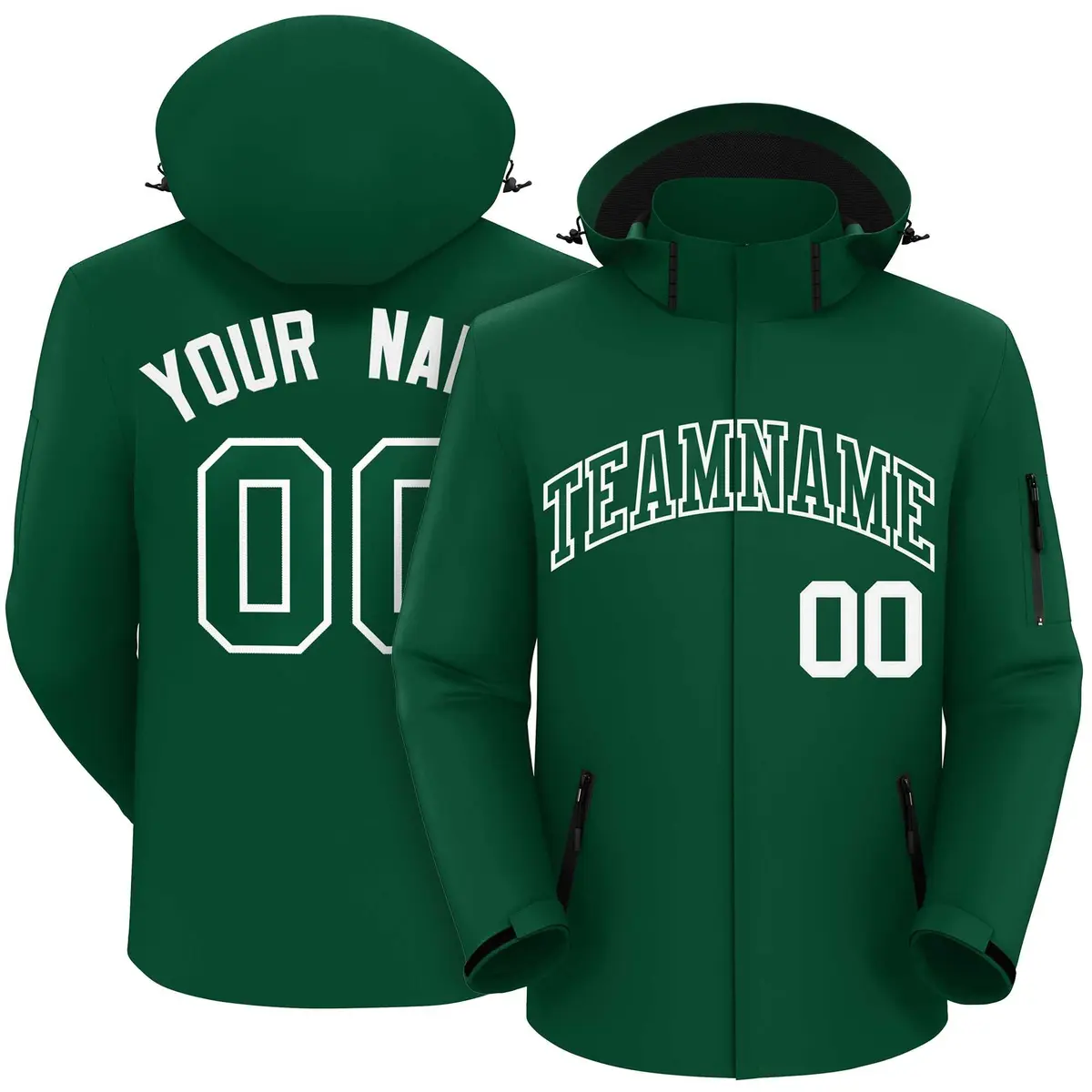 Green Green-White Classic Style Waterproof Jacket