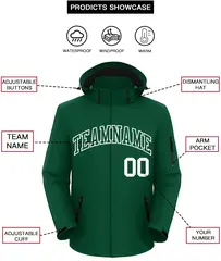 Green Green-White Classic Style Waterproof Jacket 2