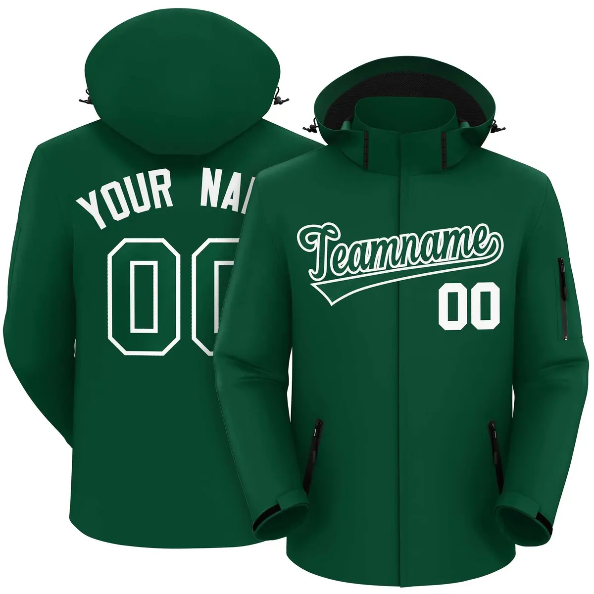 Green Green-White Classic Style Waterproof Jacket