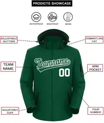 Green Green-White Classic Style Waterproof Jacket 2