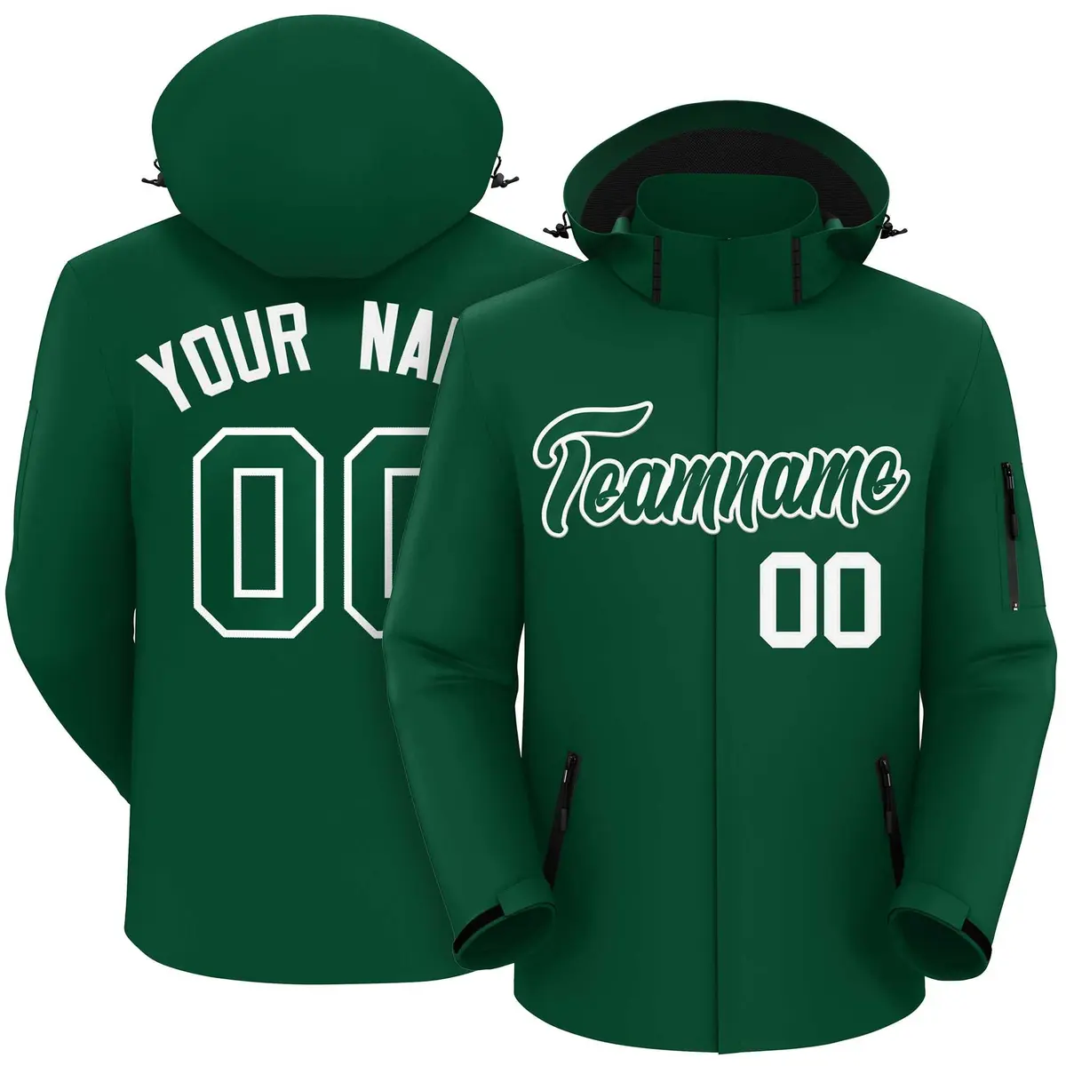 Green Green-White Classic Style Waterproof Jacket