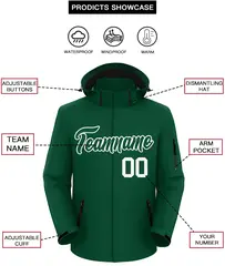 Green Green-White Classic Style Waterproof Jacket 2