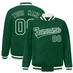 Green Green-White Classic Varsity Full-Snap Letterman Jacket