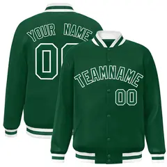 Green Green-White Classic Varsity Full-Snap Letterman Jacket 1