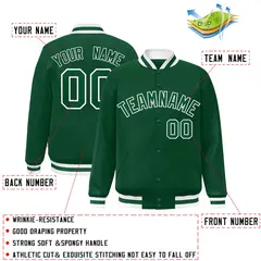 Green Green-White Classic Varsity Full-Snap Letterman Jacket 2