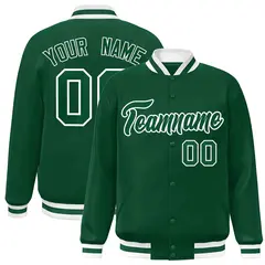 Green Green-White Classic Varsity Full-Snap Letterman Jacket 1