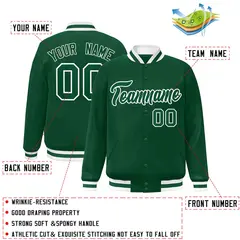 Green Green-White Classic Varsity Full-Snap Letterman Jacket 2