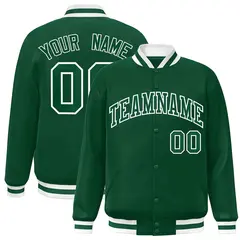 Green Green-White Classic Varsity Full-Snap Letterman Jacket 1