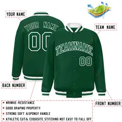 Green Green-White Classic Varsity Full-Snap Letterman Jacket 2