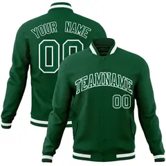 Green Green-White Classic Varsity Full-Snap Letterman Jacket