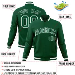 Green Green-White Classic Varsity Full-Snap Letterman Jacket 4