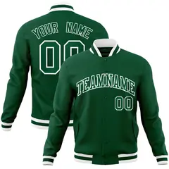 Green Green-White Classic Varsity Full-Snap Letterman Jacket 1