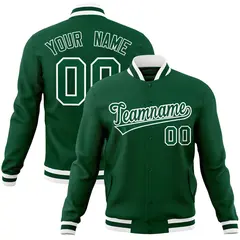 Green Green-White Classic Varsity Full-Snap Letterman Jacket 1