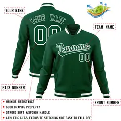 Green Green-White Classic Varsity Full-Snap Letterman Jacket 4