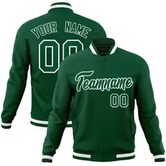 Green Green-White Classic Varsity Full-Snap Letterman Jacket 1