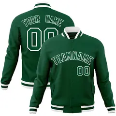 Green Green-White Classic Varsity Full-Snap Letterman Jacket 1