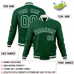 Green Green-White Classic Varsity Full-Snap Letterman Jacket 4