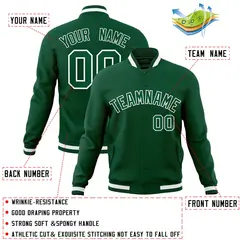 Green Green-White Classic Varsity Full-Snap Letterman Jacket 4