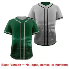Green Grey Reversible City Graffiti Baseball Jersey 8