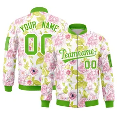 Green Hawaii Full-Zip Letterman Varsity Bomber Jacket